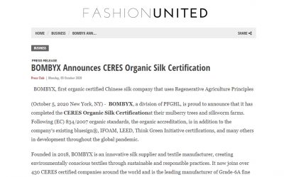 BOMBYX Announces CERES Organic Silk Certification